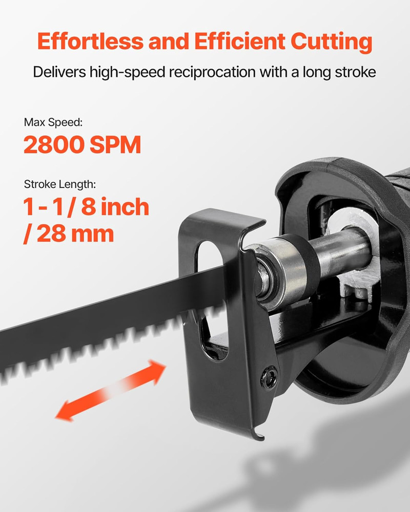 Powerful 7.5 Amp Reciprocating Saw with 8 Blades & Variable Speed Control