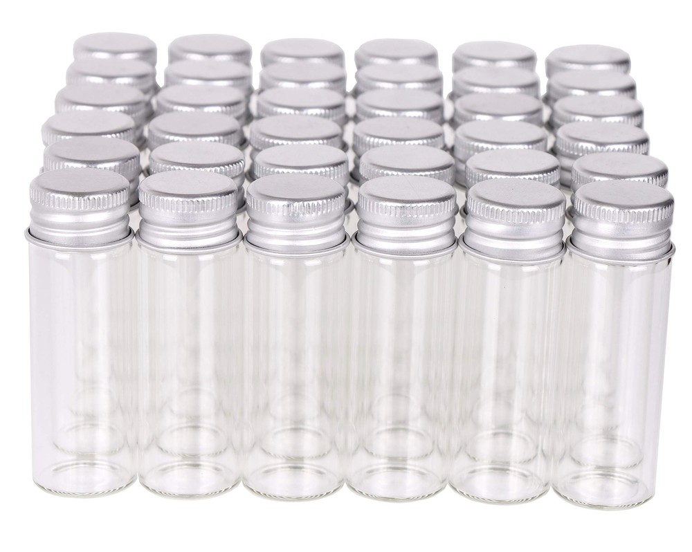 MaxMau 100 Tiny Glass Bottles Clear Small Vials 15ml Empty Mini Jars with