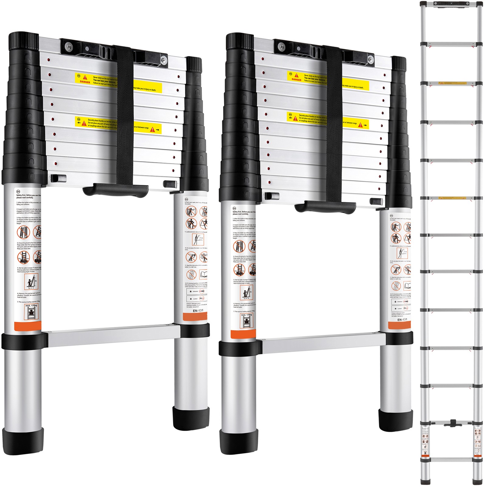 Uimoso Telescoping Ladder Aluminum Extension Step10.5/12.5 ft Multi-use Portable