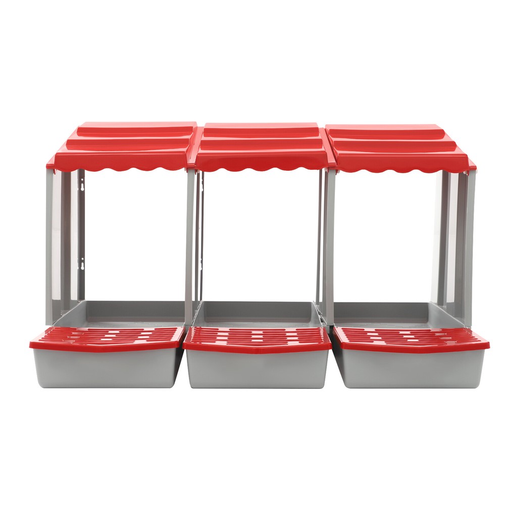 Red 3-Compartment Chicken Nesting Box Wall-mounted Rectangular Egg Collection US
