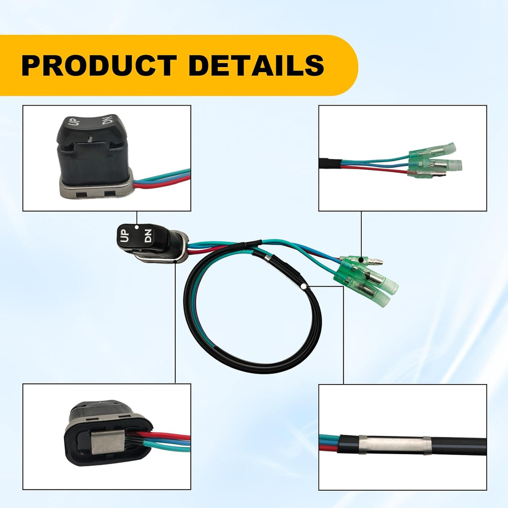 Mercury Trim Switch, Push Button, 2-Position, Hinge Lever, Black, ON-ON Operatio