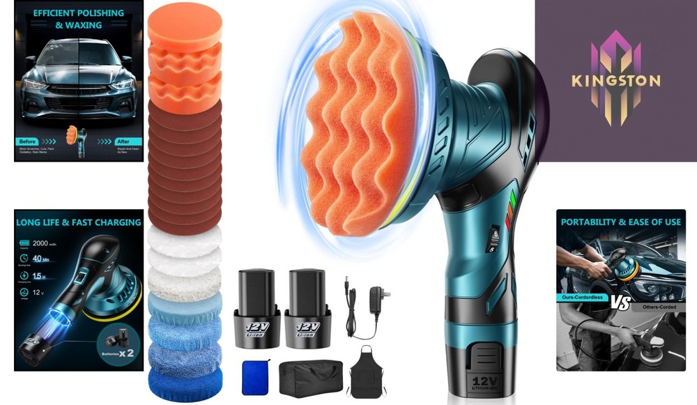 Lightweight Cordless Buffer Polisher - 50W Power and Customized Speed Settings