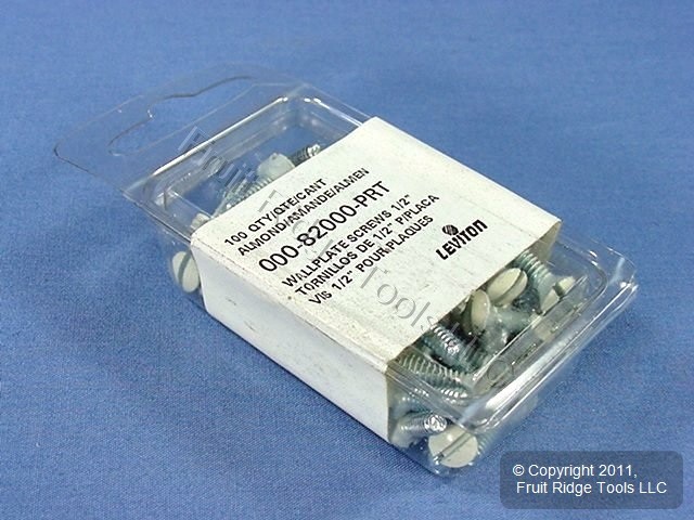 Leviton 82000-PRT Almond 1/2" Wallplate Cover Screws 6-32 Thread Oval Head 100pc
