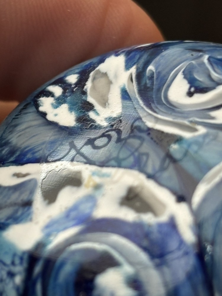 REDUCED GOZO Glass Perfume Scent Bottle Ocean Pattern Signed