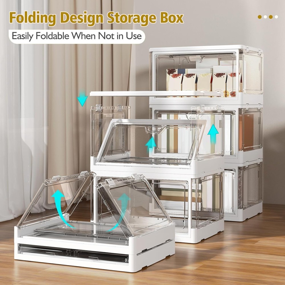 Clear Storage Bin with Lid 3 Pack 【Stackable & Sturdy】 Plastic Multifunctiona...