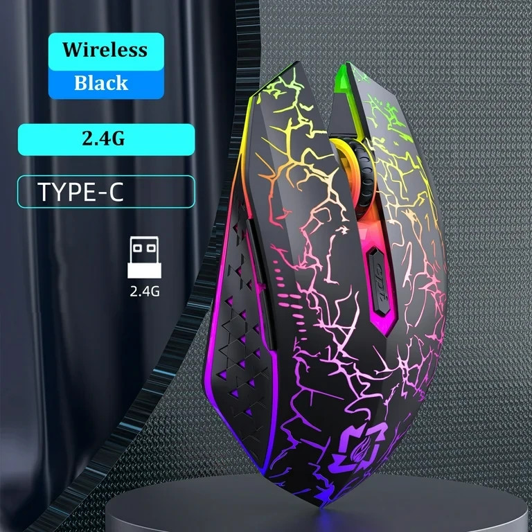 Wireless USB Optical Mice Gaming Mouse 7 Color LED Backlit Rechargeable For PC