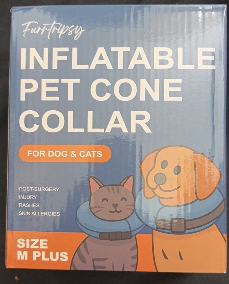 Furrtripsy Inflatable Pet Cone Collar Sz Medium Plus