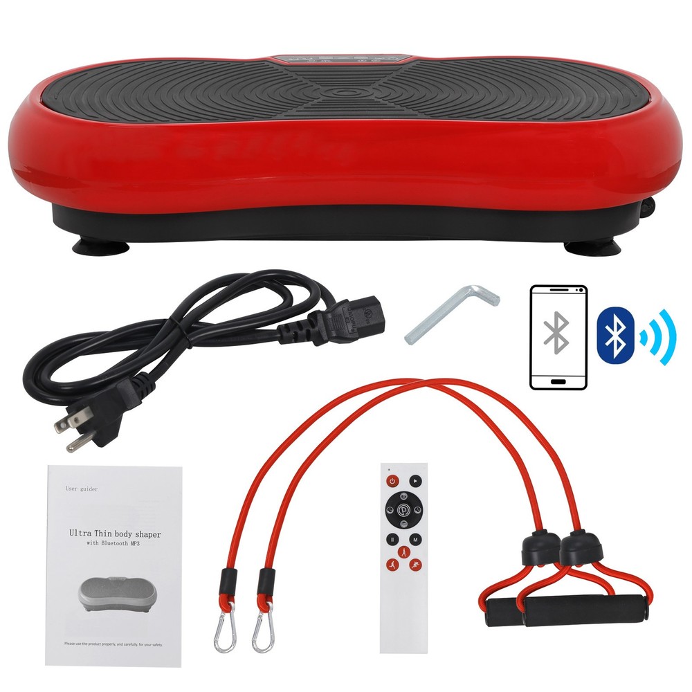 Vibration Plate Exercise Machine Home Gym Workout 5 Programs W/ Bluetooth Red