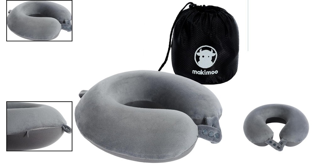 Adjustable Memory Foam Neck Pillow for Travel - Compact & Supportive Design