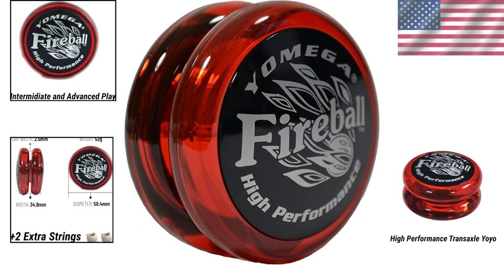 Fireball Advanced Performance Yoyo - Durable Design with Extra Strings Included