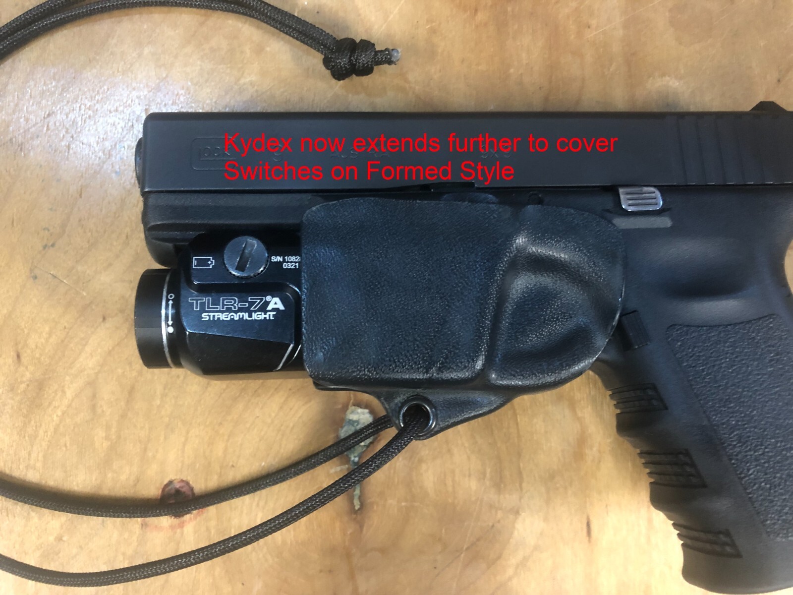 Kydex Trigger Guard for Glock 19/23 with Light Attached - Black