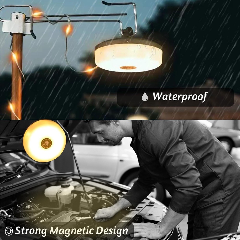 Camping String Lights, 32.8ft Portable Outdoor String Lights with 8 Lighting ...