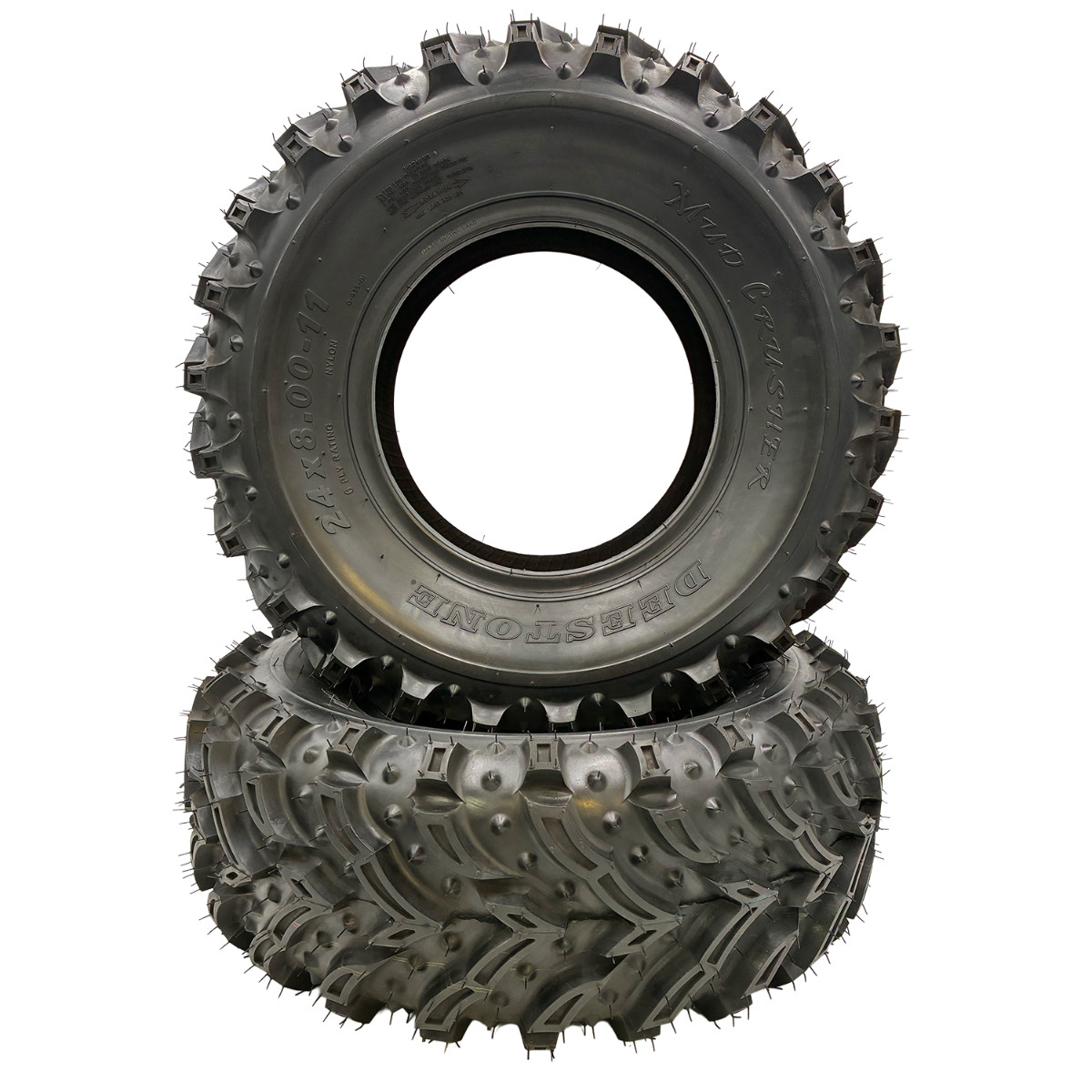 Set of 2 - 24x8.00-11 6PR Mud Crusher ATV Tire