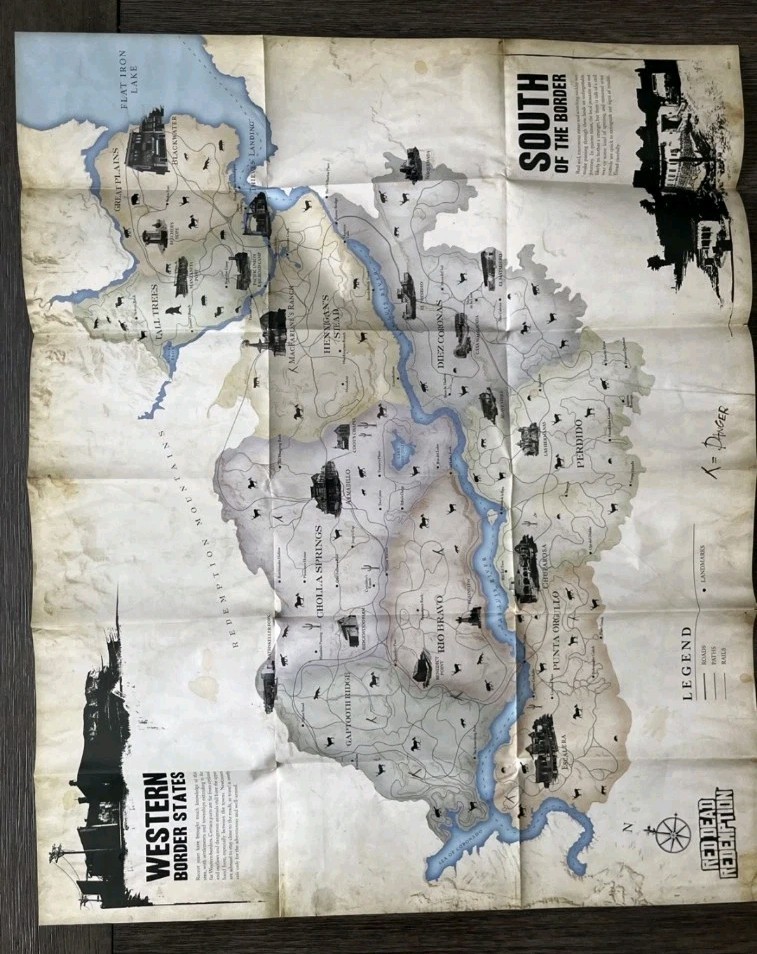 Red Dead Redemption Undead Nightmare Foldable Poster Map Insert