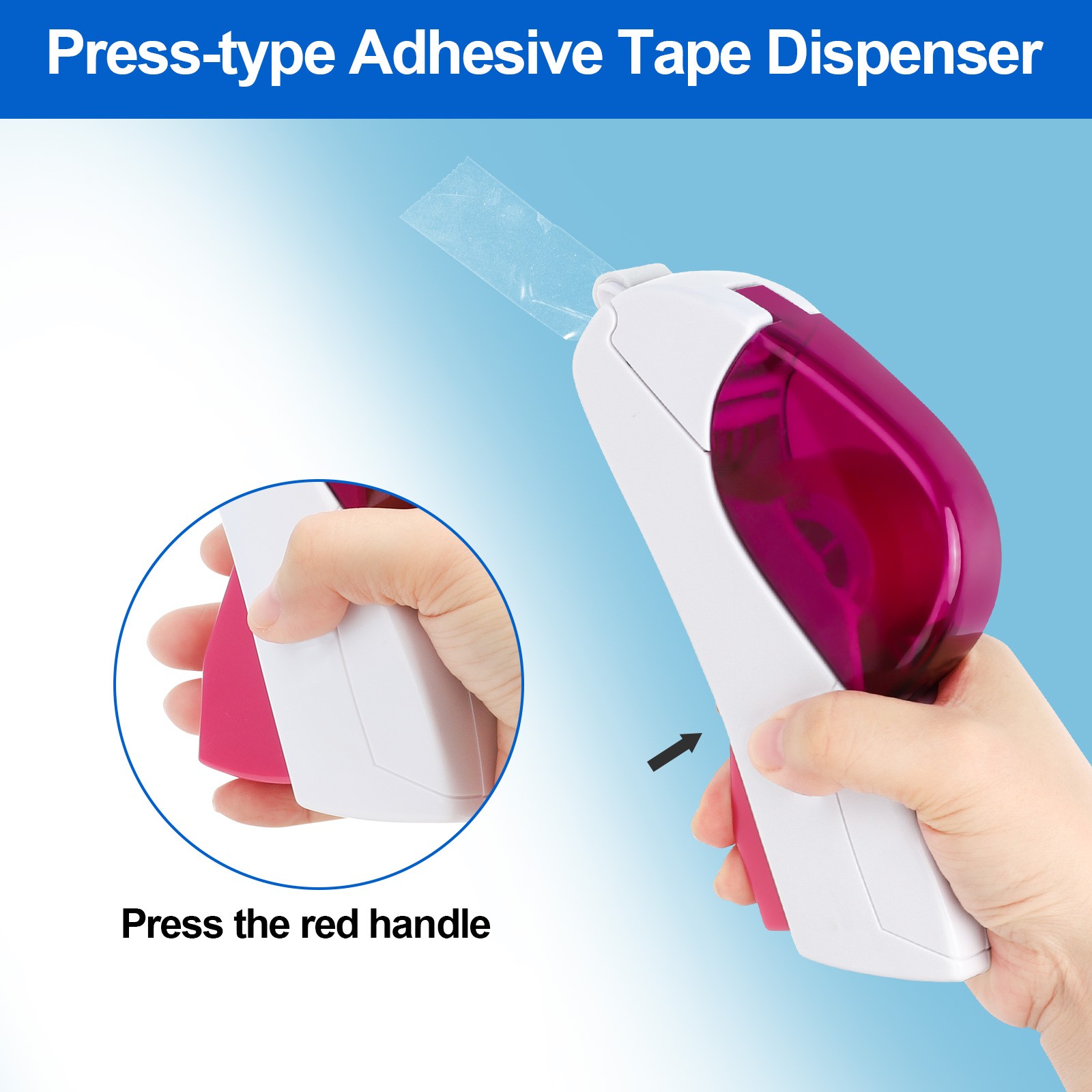 Automatic Tape Dispenser One Hand Press Type Portable Safety Cutter w/ 6 Rolls