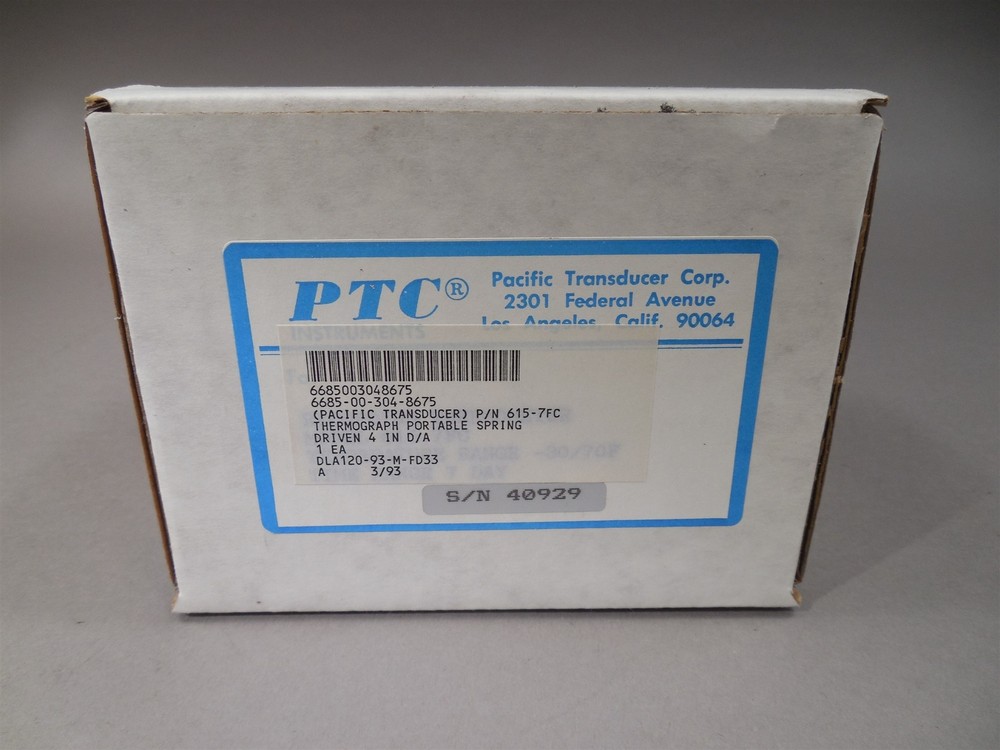 PTC 615-7FC Thermograph Portable Spring Driven 4"Diameter NEW