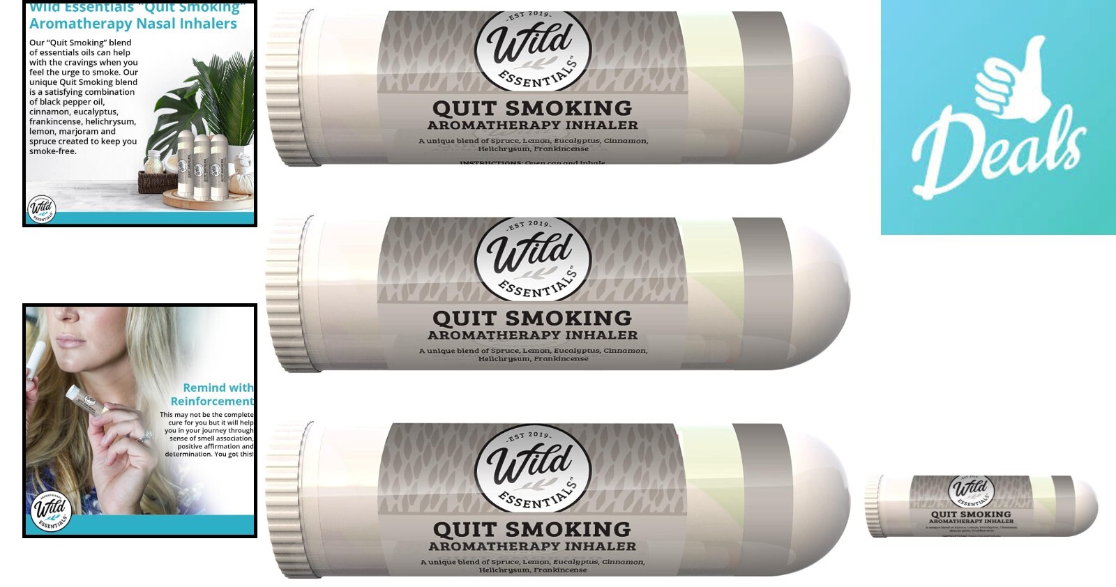 Powerful Therapeutic Quit Smoking Aromatherapy Nasal Inhalers - 100% Natural