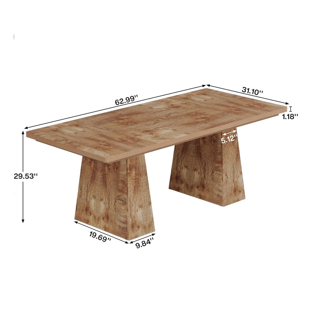 Executive Desk 63 Double Pedestal Natural Office Computer Workstation Tribesigns