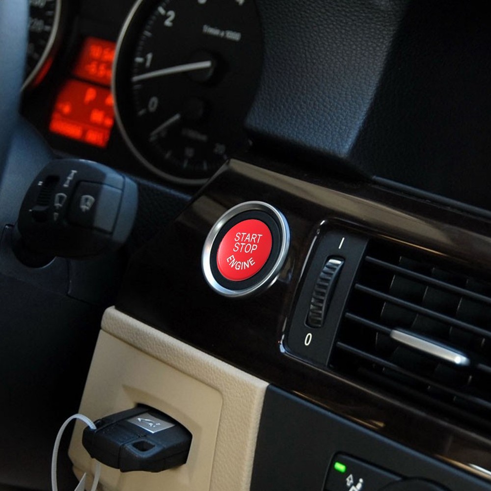 1pc Red Start Stop Engine Button Switch Cover Trim Fit For BMW X5 E70 2007-2013