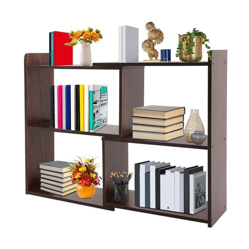 Open Storage Shelf, 3-Tier Bookcase, Retractable Storage Shelf