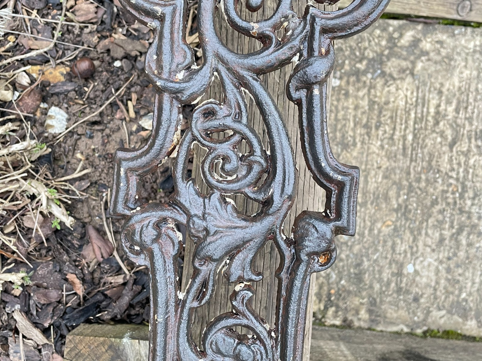 Antique Ornate Cast Iron Garden Stair Balustrade Handrail