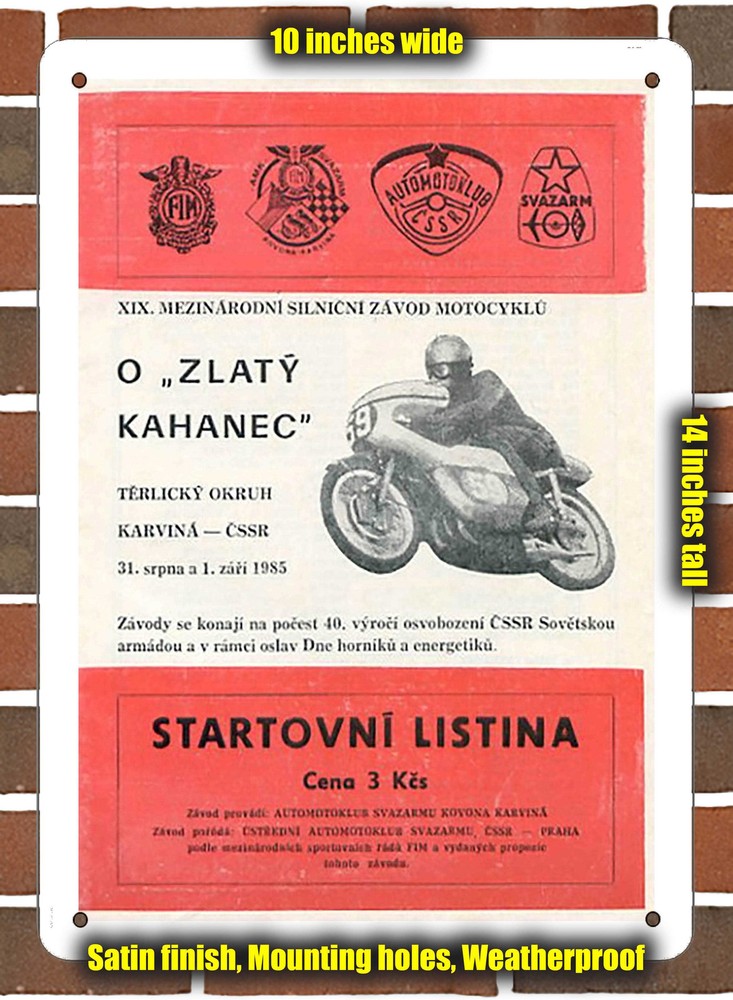 Metal Sign - 1985 Karviná Racing Program - 10x14 inches