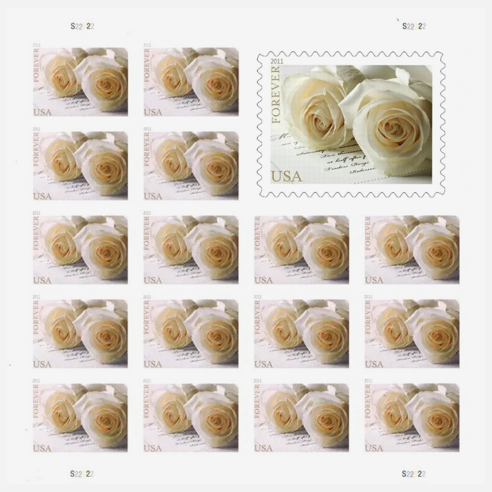 60 FOREVER STAMPS White Rose 3 SHEETS Of 20 Wedding Anniversary MNH