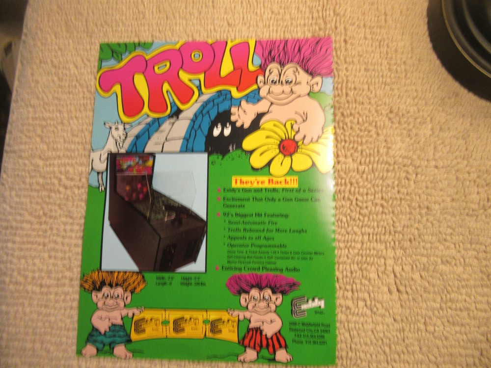 original ad  11- 8.5''  troll exidy   ARCADE GAME FLYER