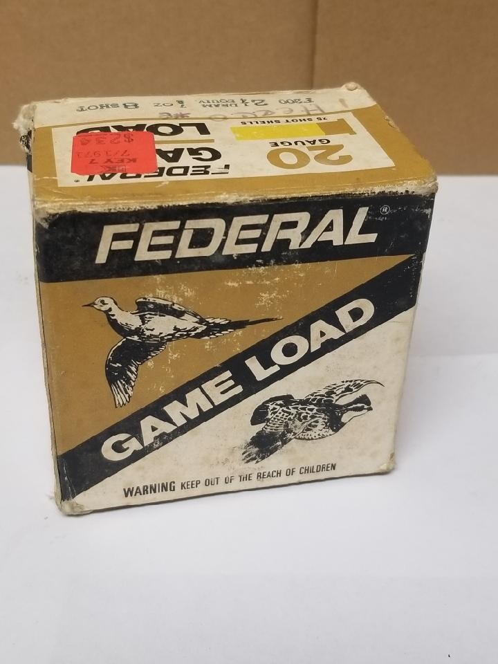 Empty 20 Ga Federal Game Load Shotgun Shell Box