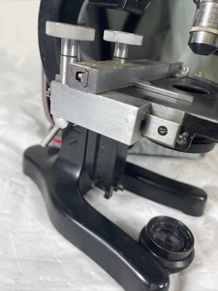 Vintage Ernst Leitz Wetzlar Germany Binocular Microscope With Soft Case