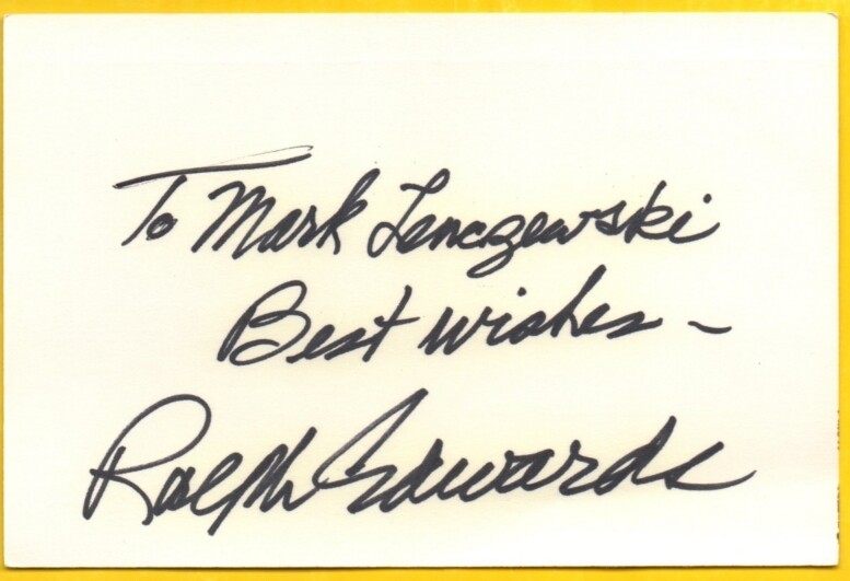 E-RALPH EDWARDS autographed card  with COA
