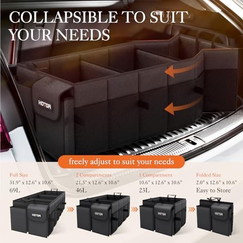 Foldable Trunk Organizer - SUV & Sedan Compatible, 3 X-Large Black