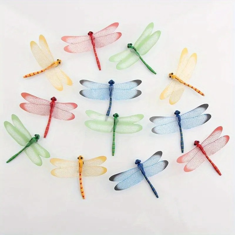 10 Pcs 3D Dragonfly Garden Decor Dragon Fly Garden Stakes Dragonflies Garden 10X