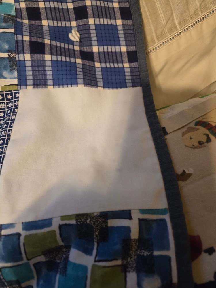 Vintage Handmade Patchwork Lap Throw Blanket Patterns & Blue Backing 56 X 36