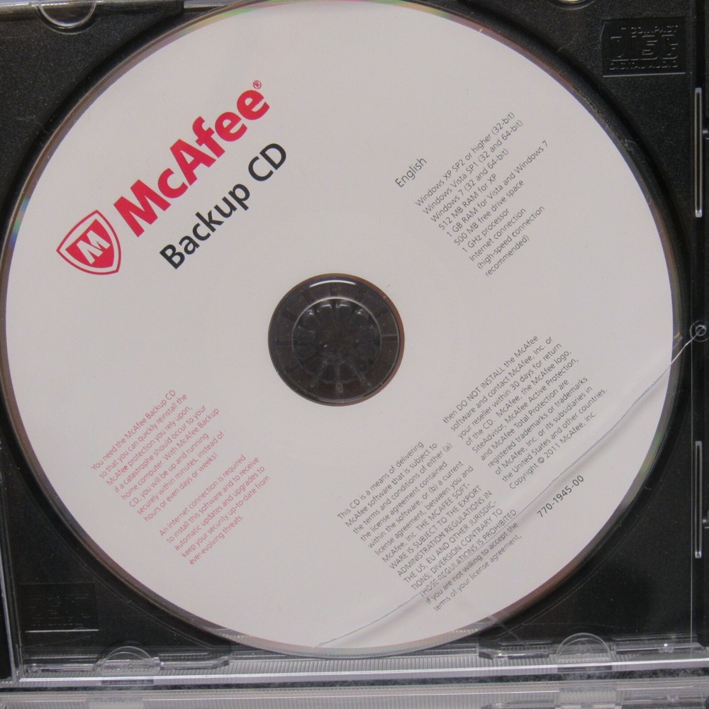 4 McAfee Software CD Discs Discover Recover Security Center Backup Installation