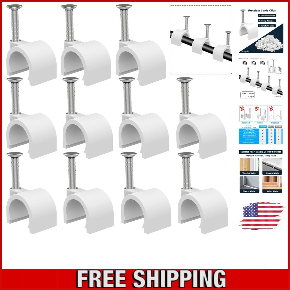 Sturdy 100-Piece Nail-In Cable Clips - Easy Installation & Secure Holding