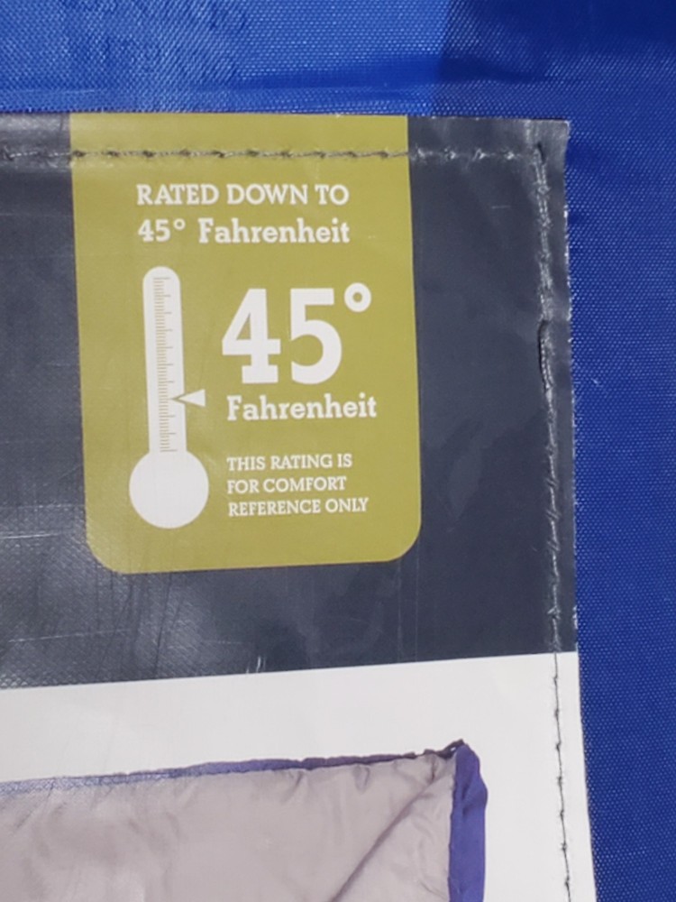 Magellan Outdoors Rectangular Sleeping Bag 45 Degrees 77" x 33" Blue