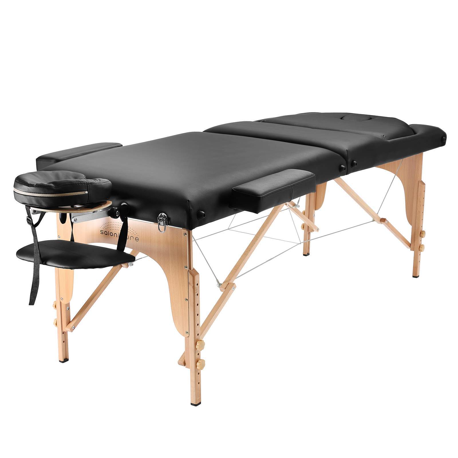 Portable Black Massage Table with Bolster and Tilt Backrest