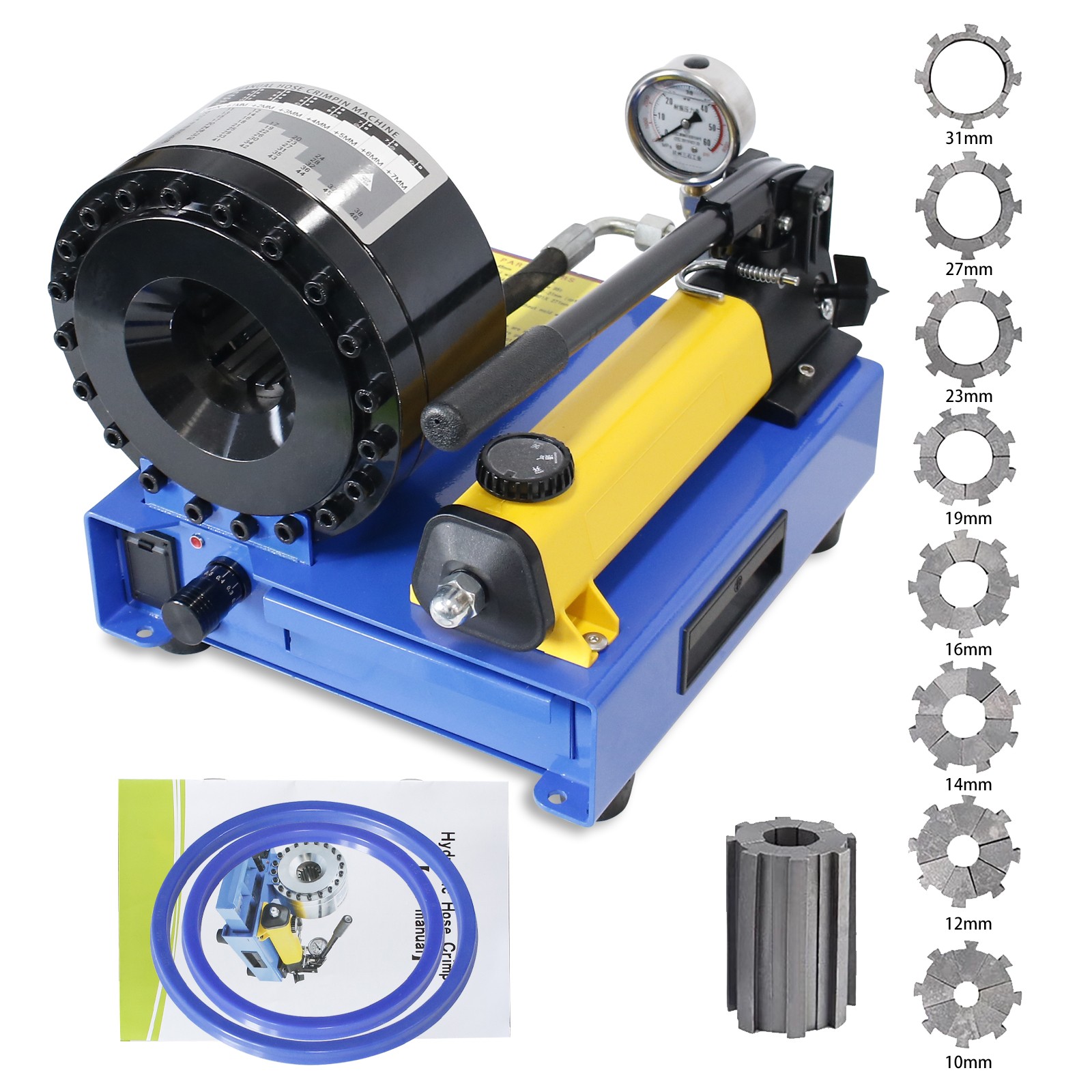 High Pressure Manual Hydraulic Hose Crimper Hose Pipe Crimping With 8 sets Molds