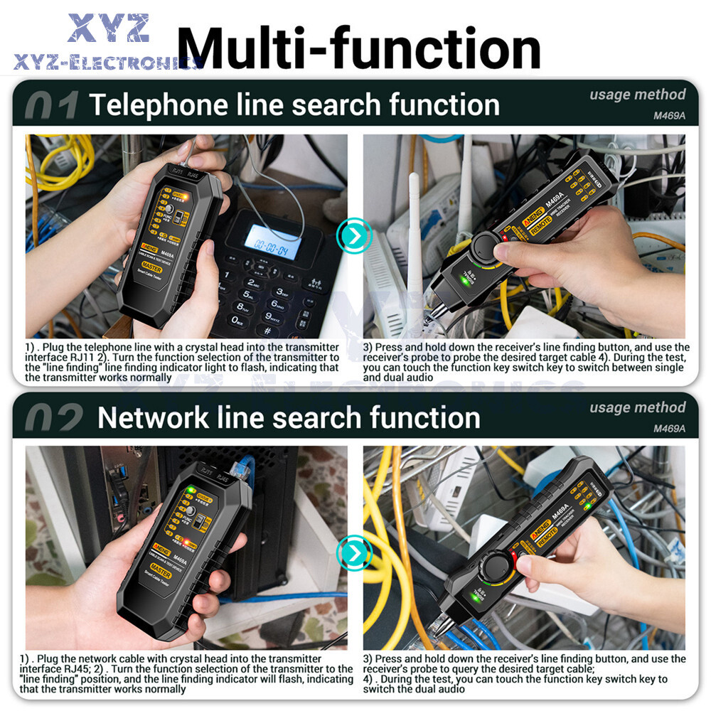 ANENG M469A Multifunctional Network Cable Tracker Networking Analyzer RJ45 RJ11