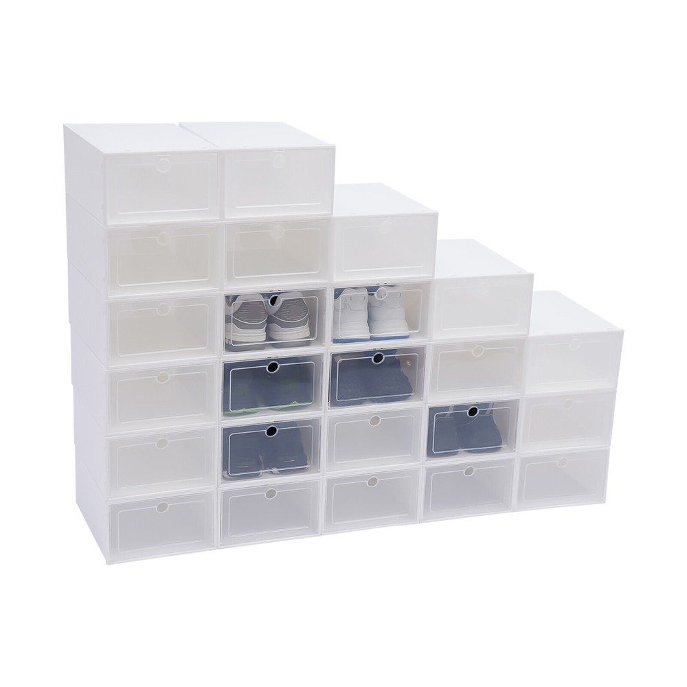 24pcs Shoe Box Stackable Shoe Storage Organizer Sneaker Container Clear