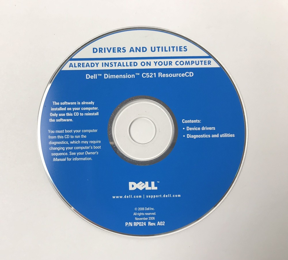 DELL Dimension C521 ResourceCD DRIVERS AND UTILITIES