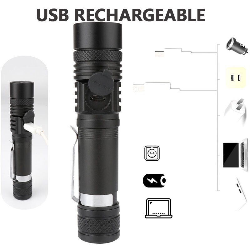 Rechargeable 990000LM LED Flashlight Tactical Police Super Bright Torch Zoomable