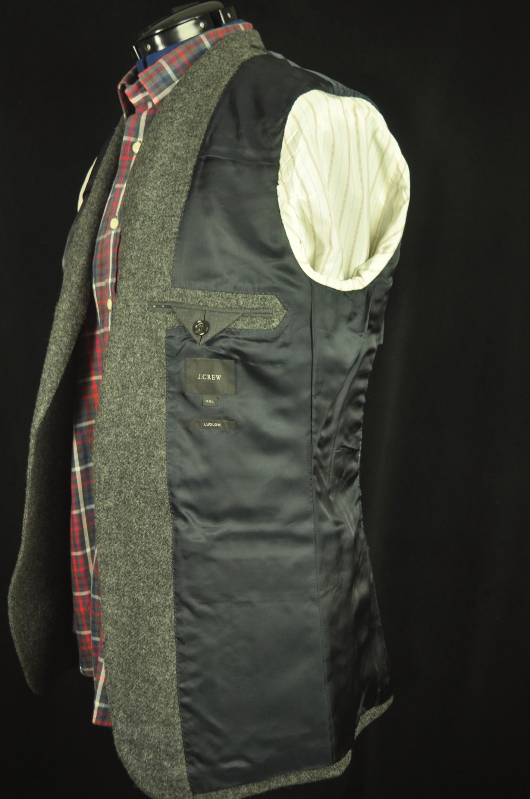 J. Crew Ludlow Moon British Wool Tweed Charcoal Gray Sport Coat 40 Long