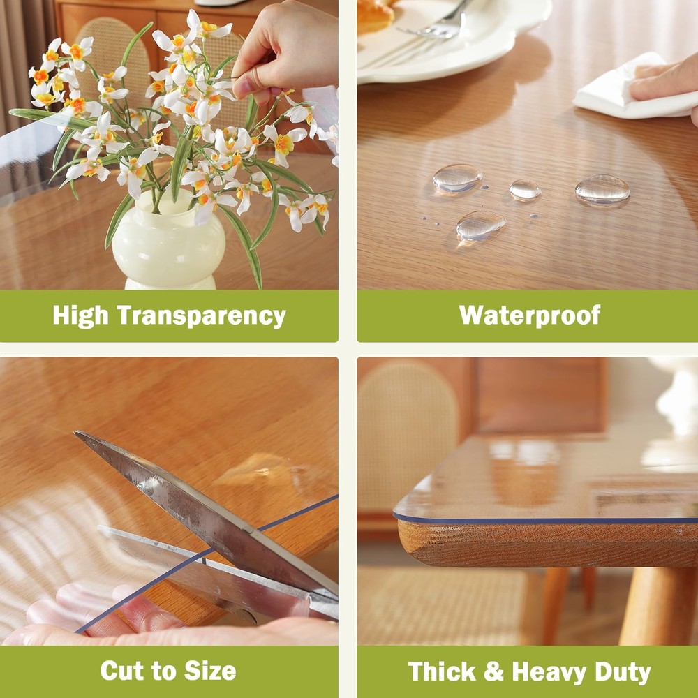 Clear Table Protector 36 x 60 Inch, 36" x 60" (Rectangular), Crystal