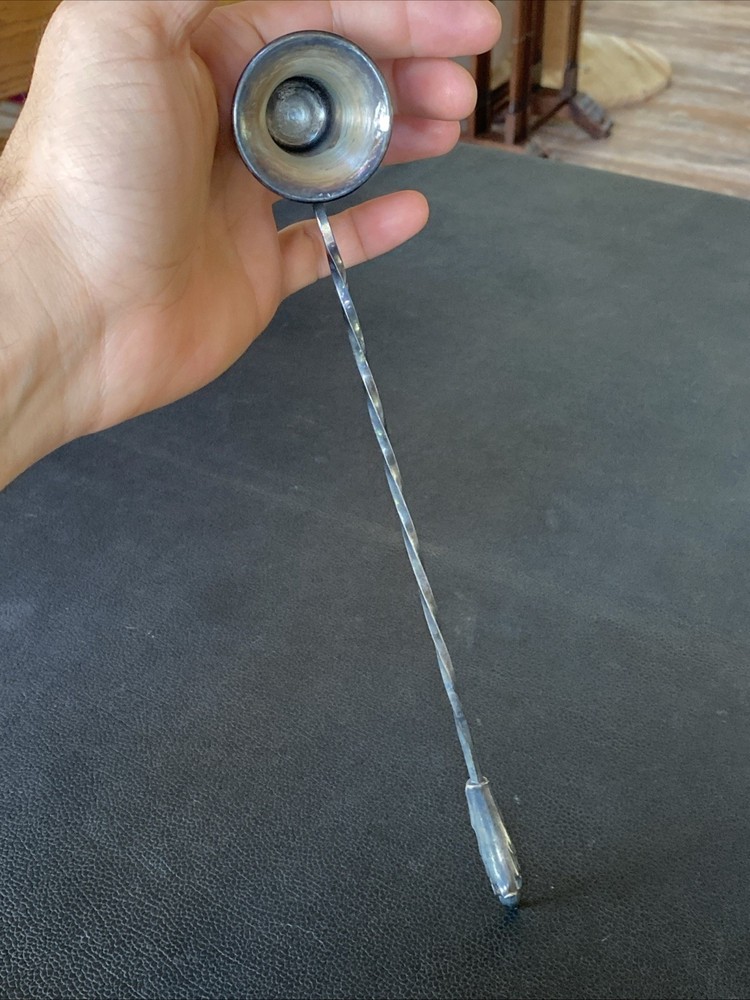 Antique Primrose Plate EP Silver Twisted Handle Vtg Candle Snuffer E.P. Copper