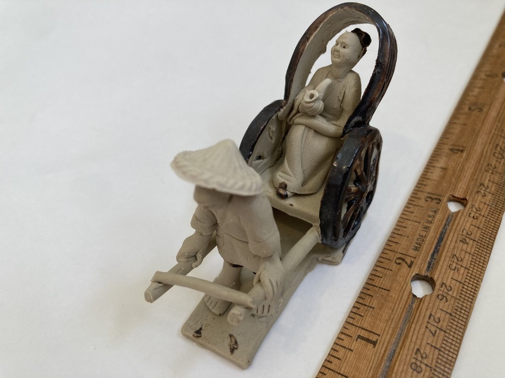 RICKSHAW FOR BONSAI DISPLAY CLAY CERAMIC MUDMANS