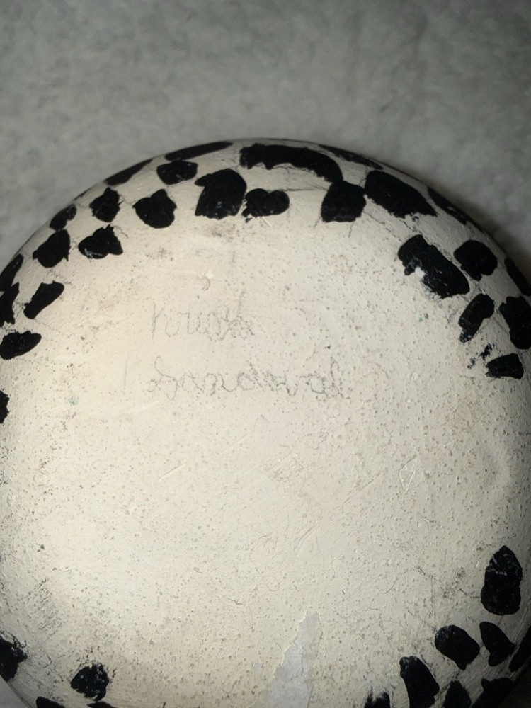 Krista Sandoval Handmade Signed Ceramic Vase Black White Abstract Pattern