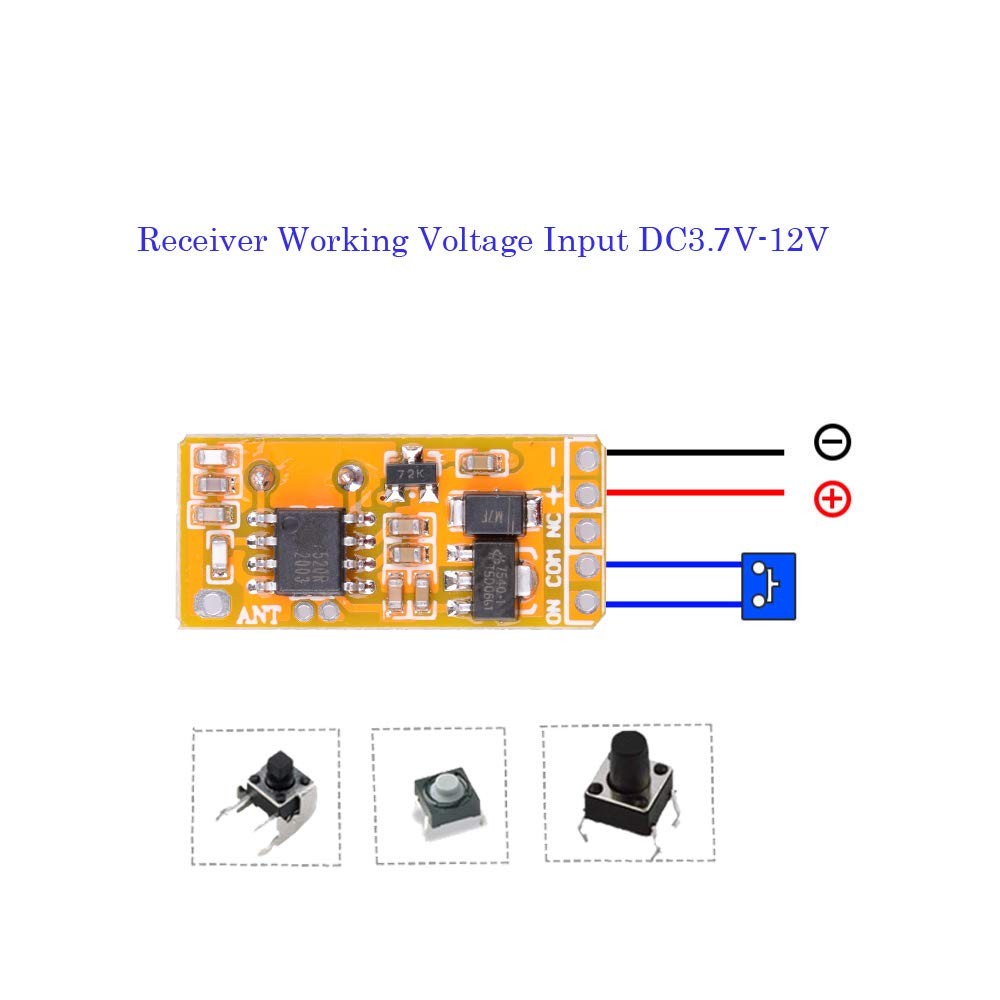 DC 3.7V - 12V 5V Mini Size Relay Remote Control Switch, 433Mhz Wireless RF...
