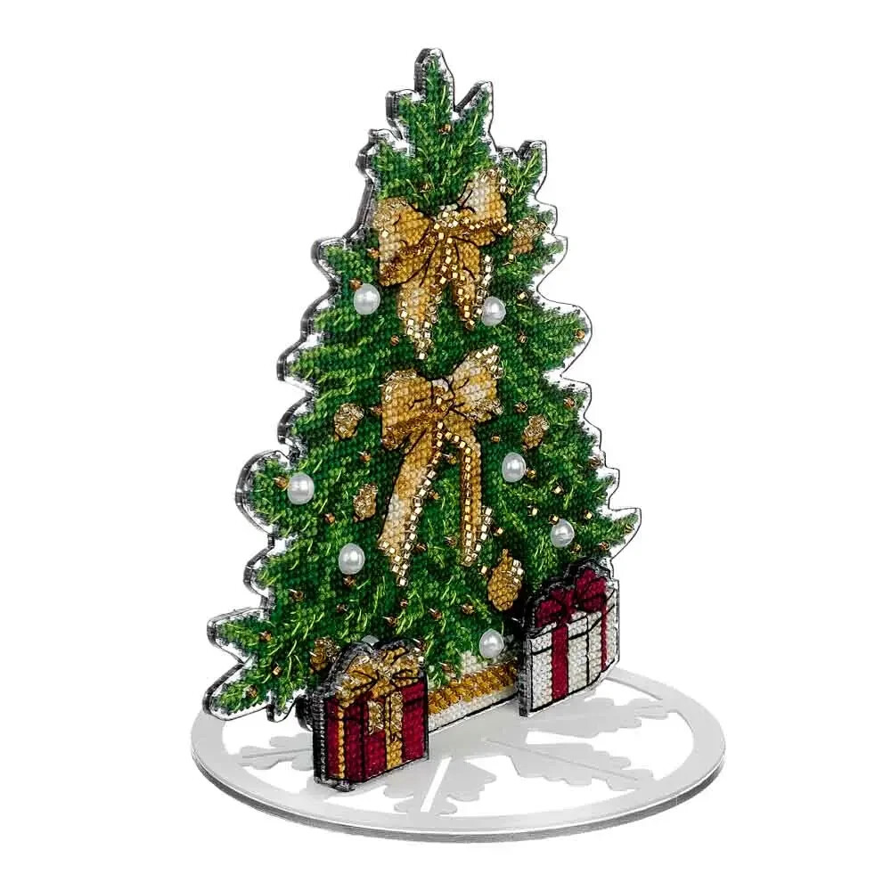 Plastic-based embroidery kit with threads Christmas tree stitching crafts